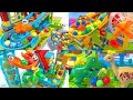 7 different colorful building block coasters! Rolling balls and water sounds ASMR