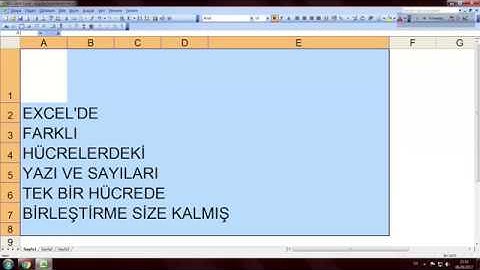 Excelde farklı hücrelerdeki veriyi tek bir hücrede birleştirme