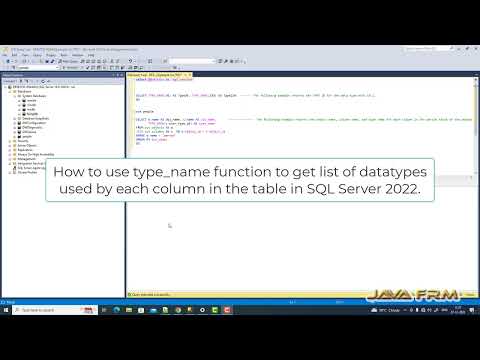 How to use type_name function to get the list of datatypes used by each column in SQL Server 2022