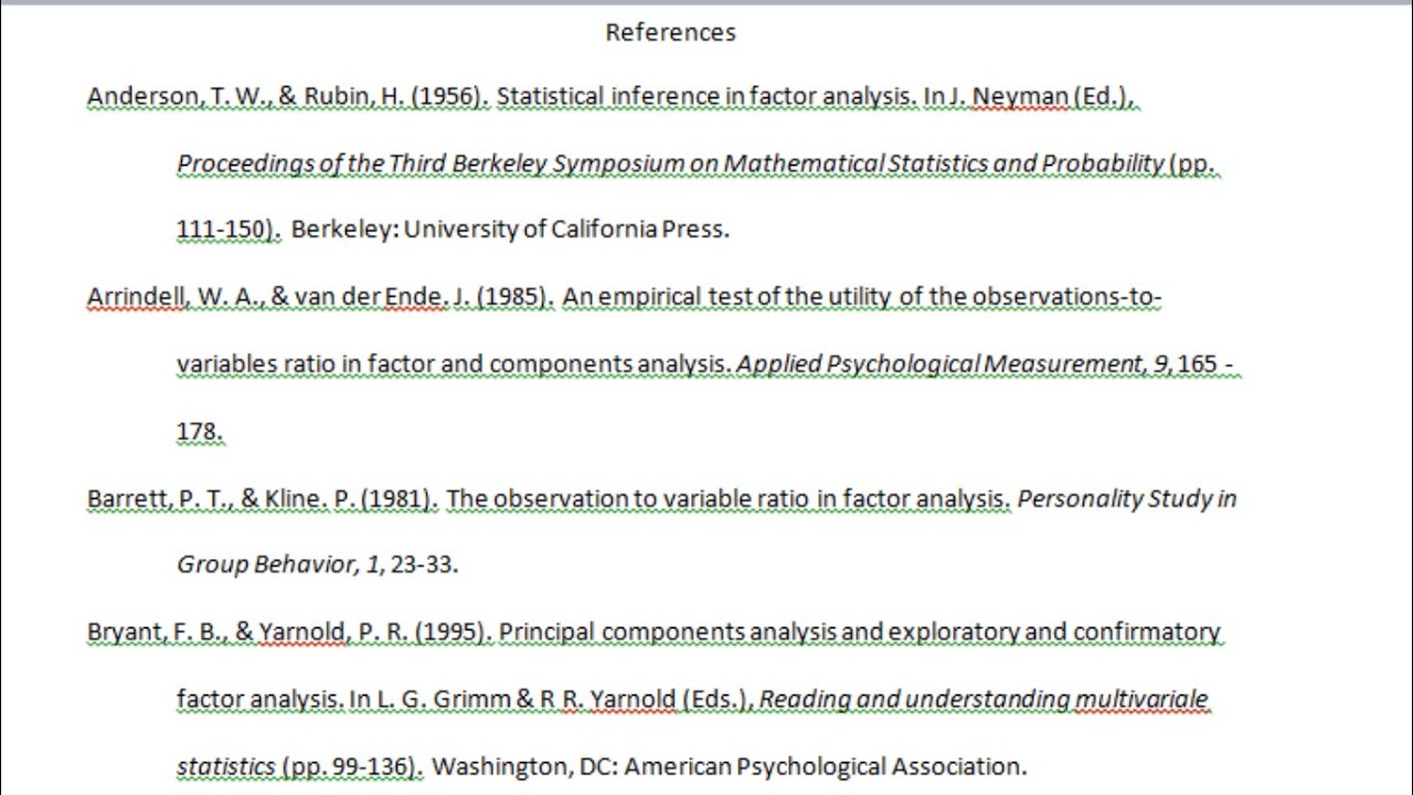 reference page apa format word