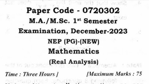 Real Analysis M.A. /M.Sc. 1stsem| #PYQ Maa Shakumbhari university | Mathematics 2023