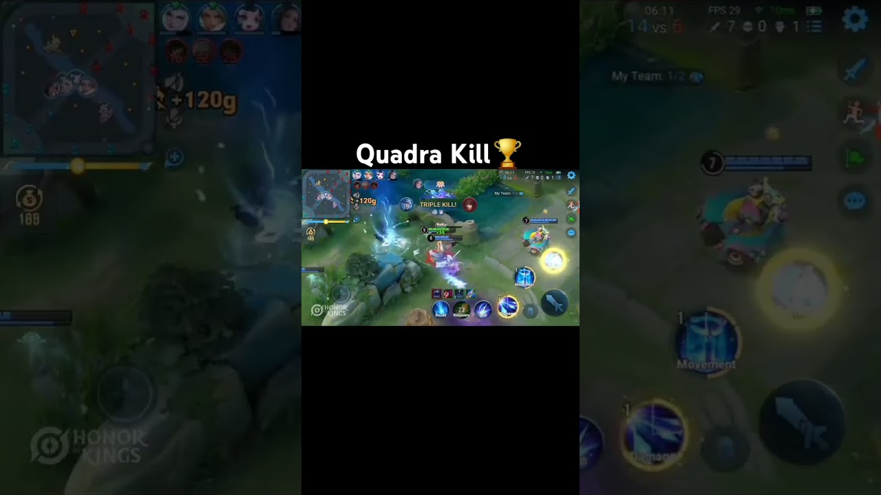 Quadra Kill‼️🏆❤️ Kongming ‼️‼️ HOK Honor of king 👑 
