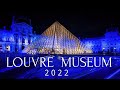 The Louvre museum is illuminated in blue | 2022 New Year&#39;s Day In Paris