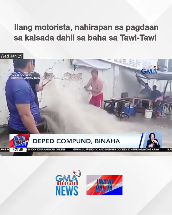 Ilang motorista, nahirapan sa pagdaan sa kalsada dahil sa baha sa Tawi-Tawi | Unang Balita