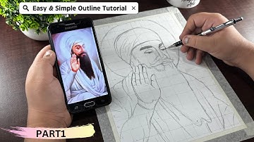 How to draw Shri Guru Arjan Dev Ji 🙏🏻| PART 1 | Outline Tutorial ll Step By Step ll GRID METHOD ll