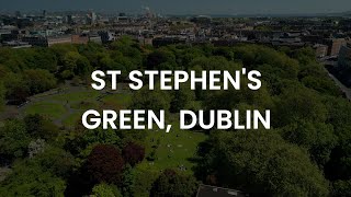 St Stephen's Green Dublin - Aerial Stock Footage - 4K - 60 Frames Per Second