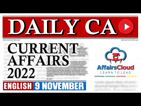 Current Affairs 9 November 2022 | English | By Vikas Affairscloud For All Exams