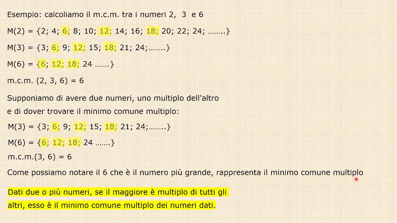 Cap 4 5 minimo comune multiplo - YouTube