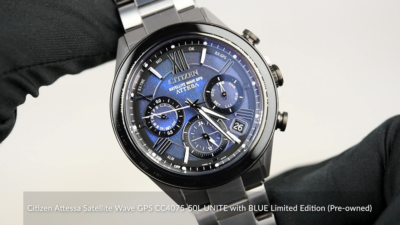 Citizen Attessa Satellite Wave GPS CC4075-50L UNITE with BLUE
