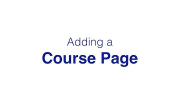 Adding a Course Page