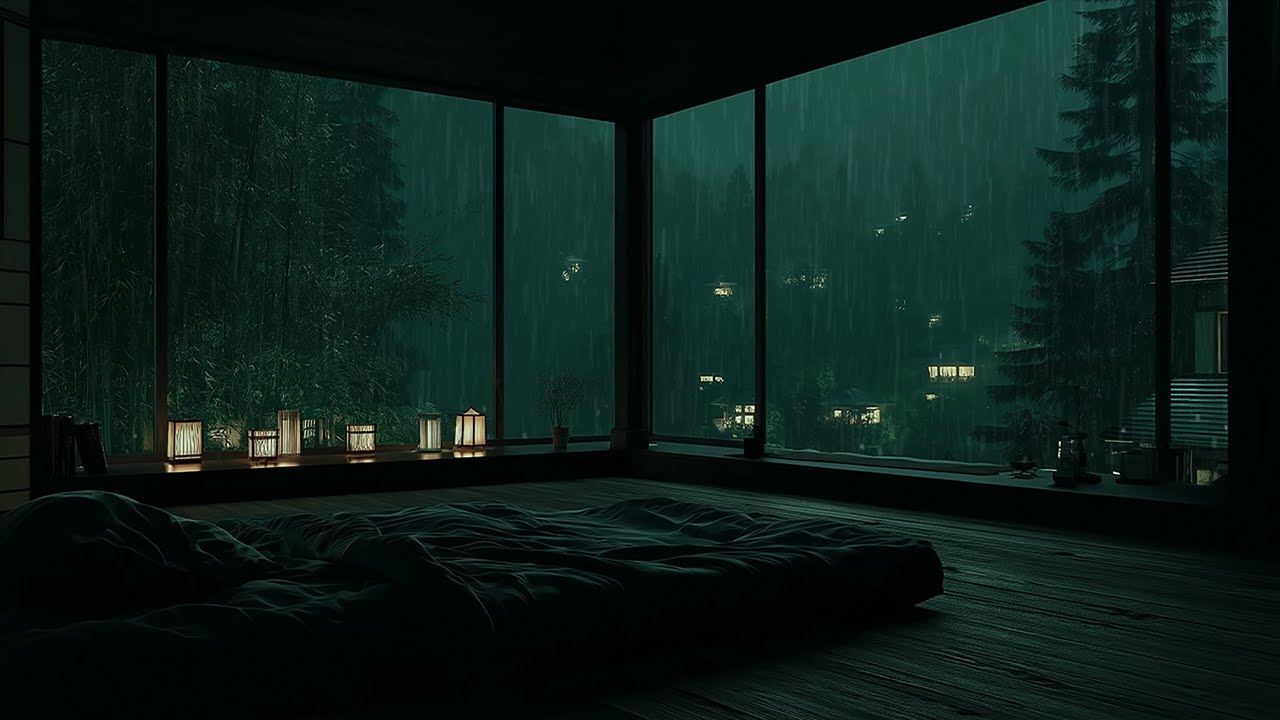 Fall Asleep Instantly with Rain Sounds | Dark Bedroom Night to Relax, Focus