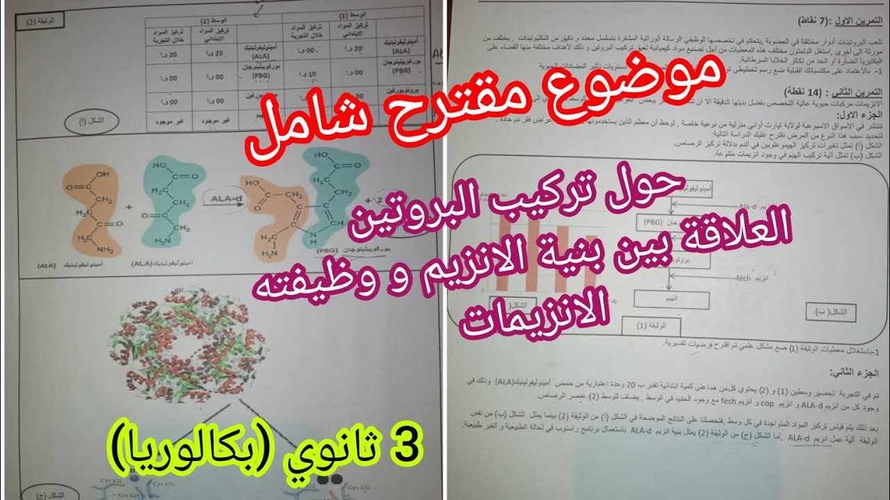 موضوع مقترح شامل في مادة العلوم الطبيعية حول تأثير المضادات الحيوية (الانزيمات) /3 ثانوي/بكالوريا