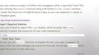 How to Make Output Disappear After a Specified Time in Python