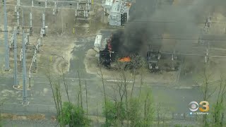 Chopper 3 Over A Fire At A Transformer Sub-Station In Chester