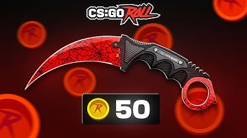 50 COINS TO A KNIFE ON CSGOROLL!!