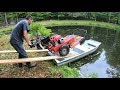 Brush mowing an island