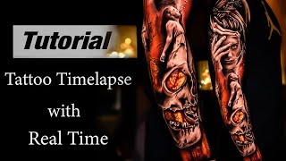 Full Sleeve in 4Days  Tattoo Timelapse with Real time Part1