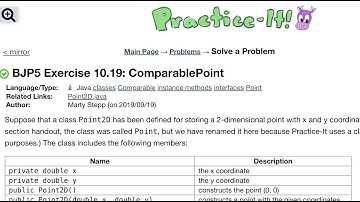 Java Practice It | Exercise 10.19: ComparablePoint | classes, comparable, instance methods