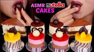 ASMR EATING FANCY MOUSSE CAKES *soft and sticky* Nutella, Mango, Raspberry, Tiramisu 먹방 screenshot 2