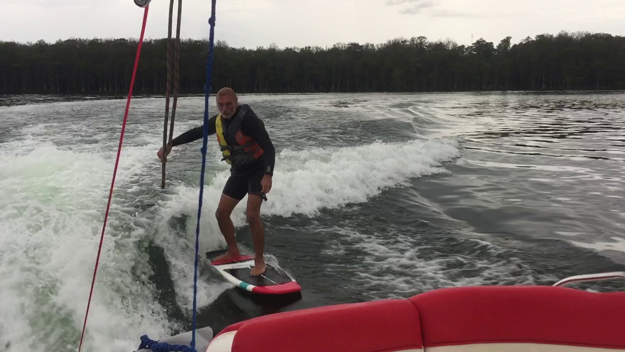 Ron wake surfing First day with no rope YouTube
