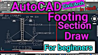 How To Draw  Column Reinforcement Details In AutoCAD  || Footing Section Draw ||