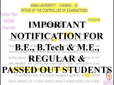 #WhyNADregistration | IMPORTANT  NOTIFICATION|B.E., B.Tech & M.E.,  REGULAR/PASSED OUT  STUDENTS