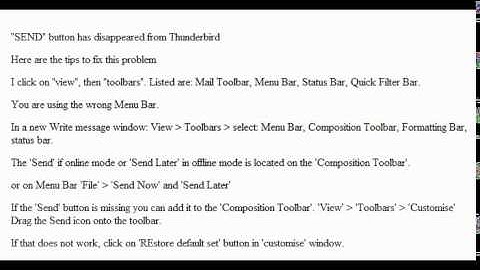 Send Button has disappeared from Mozilla Thunderbird #Solved