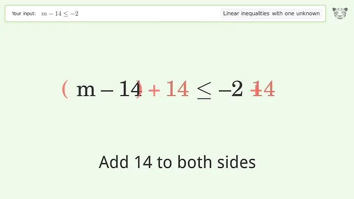 Solving Linear Inequalities: m-14 is Smaller Than or Equal to -2