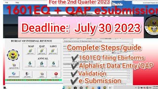 1601EQ + Alphalist + eSubmission COMPLETE TUTORIAL 2NDQ-2023 #qap #1601EQ#alphalist screenshot 2