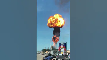 Refinery Gas Flare Releasing Huge Fire Mushroom Cloud 
