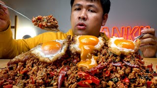 กะเพราเนอโคตรพรกคว ไขดาว 3 ฟองแนนๆ Bankii