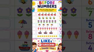 Before Numbers Worksheet for Kids ✨