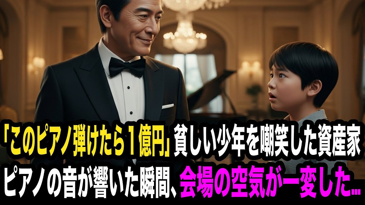 「このピアノを弾けたら１億円あげるよ」高級ホテルで資産家に嘲笑された貧しい少年...だがピアノの前に座った瞬間、会場の空気が一変した…