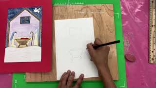 Art Lesson- Sketching and Coloring the Nativity Scene-3rd-5th Grade