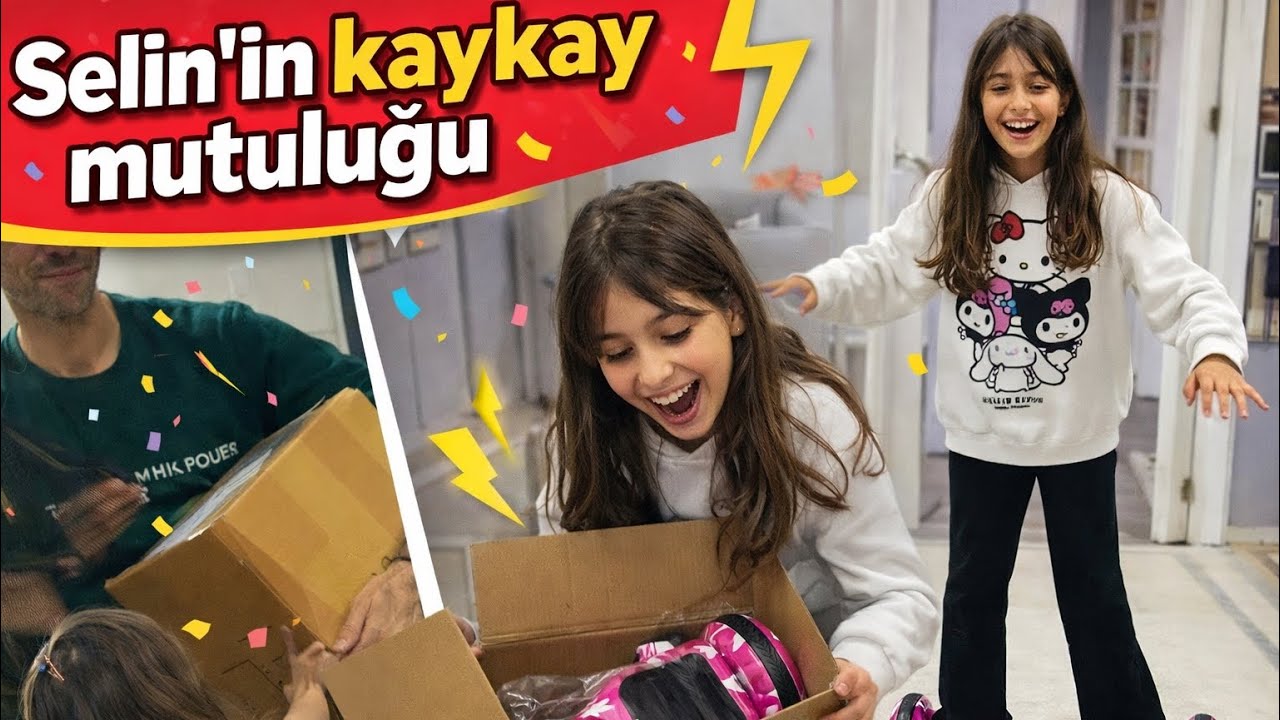 SELİN ELEKTRİKLİKAYKAYINI ALIRKEN AÇARKEN ÇOK MUTLU OLDU|hoverbord elektrikli kaykay kutu açma