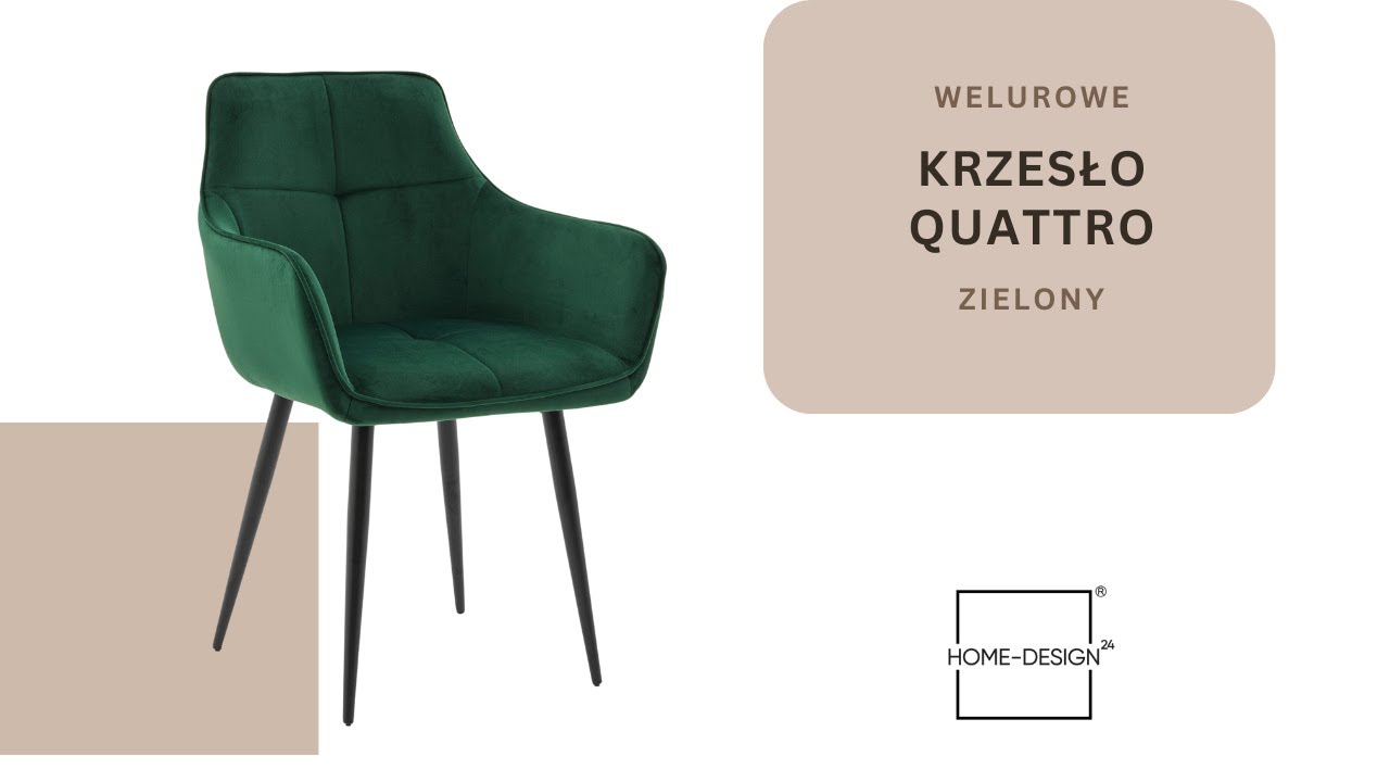 KRZESŁO QUATTRO TAPICEROWANE KUBEŁKOWE W KOLORZE ZIELONYM HOME-DESIGN24