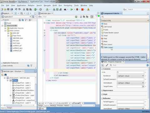 Controlling Layout and Tab Order with the Trinidad HTML tags