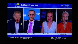 Patrick McEnroe wears Fleur'd Pins hosting 2020 US Open Quarter Final Day on ESPN 9.8.2020