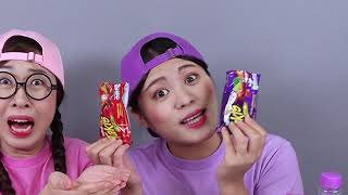 Pink Food VS Purple Food Challenge DONA Mukbang