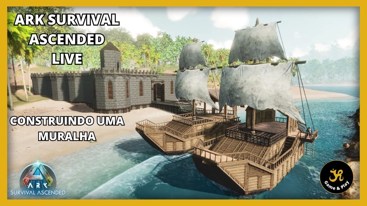 ARK SURVIVAL ASCENDED - MAPA THE ISLAND - CONSTRUINDO UMA MURALHA DE CASTELO ll #arksurvivalascended