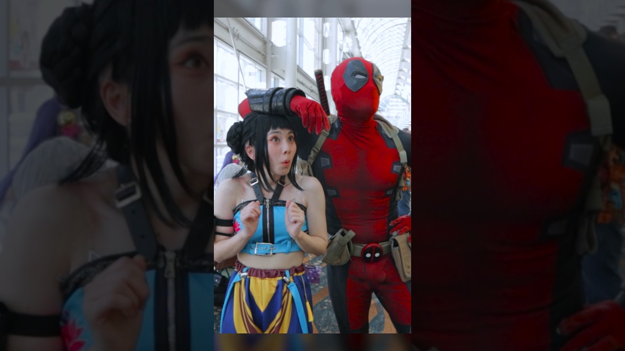 Deadpool meets Zoey of Huntrix w/@hamu_cotton 🪩 #deadpool #kpopdemonhunters #cosplay