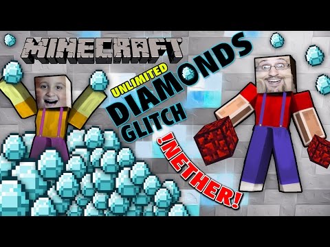 Unlimited Diamonds Glitch & Nether Reactor (Dad & Mike play Minecraft PE Duplication Trick)