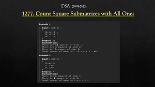 1277. Count Square Submatrices with All Ones(Using JAVA)