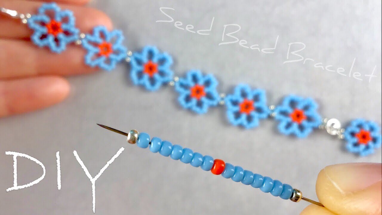 Flower Beaded Bracelet Tutorial: Flower Seed Bead Bracelet - YouTube