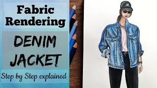 How to draw Denim | Illustrate Denim Jacket | fabric rendering | step by step