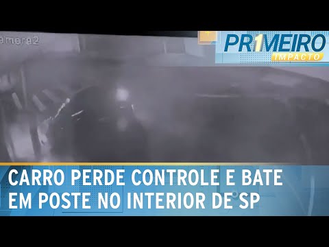 Video carro-desgovernado-colide-com-poste-no-interior-de-sao-paulo-primeiro-impacto-13-05-24