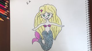 سم عروس البحر بطريقة سهله وبسيطه/رسم حوريه البحر #عروس_البحر #حوريه_البحر #سمكه #بحر #Fish #mermaid