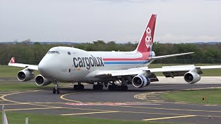 VERY LOUD Cargolux Boeing 747-467F with WAVING PILOT Arriving to Budapest Airport