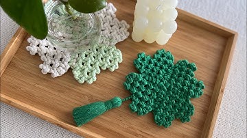 How To Make A Four Heart | Four Leaf Clover | Macrame Coaster | EASY Macrame Tutorial