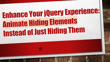 Enhance Your jQuery Experience: Animate Hiding Elements Instead of Just Hiding Them